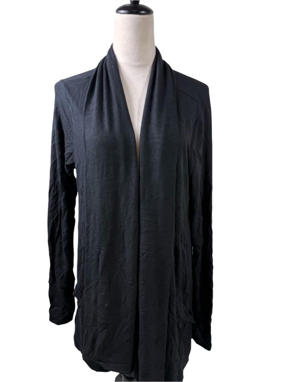 Athleta Black Open-Front Draped Cardigan size 1X - Picture 2 of 8